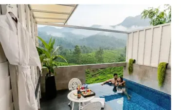 AI image of private pool villa leaf munnar
